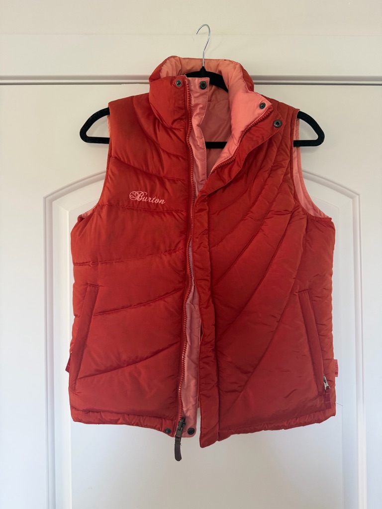Burton Reversible Orange/Coral Duck Down Insulated Vest- Size Small